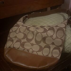 Coach Brown and Tan Shoulder Bag